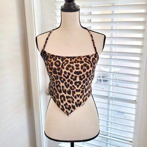 Leopard Lace Up Top